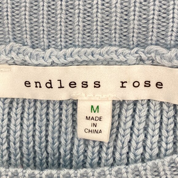 Endless Rose Pale Blue Sweater Sz M with peplum and lace - Picture 8 of 12